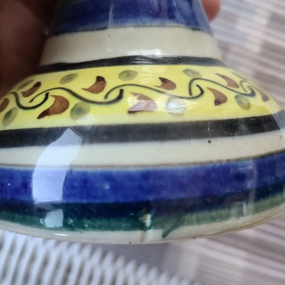 Vintage Tonala Candle Holder Candlestick Holder Hand Painted and Signed Pottery